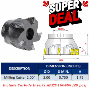 SET Milling Cutter SHELL-2.00"