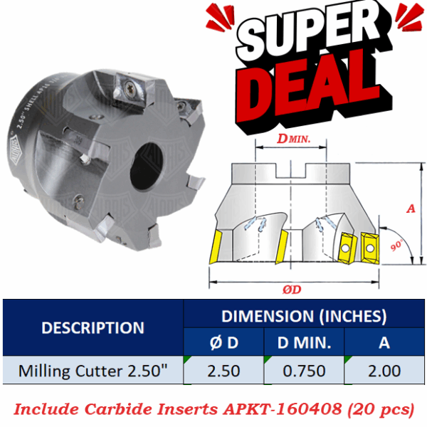 SET Milling Cutter SHELL-2.50"