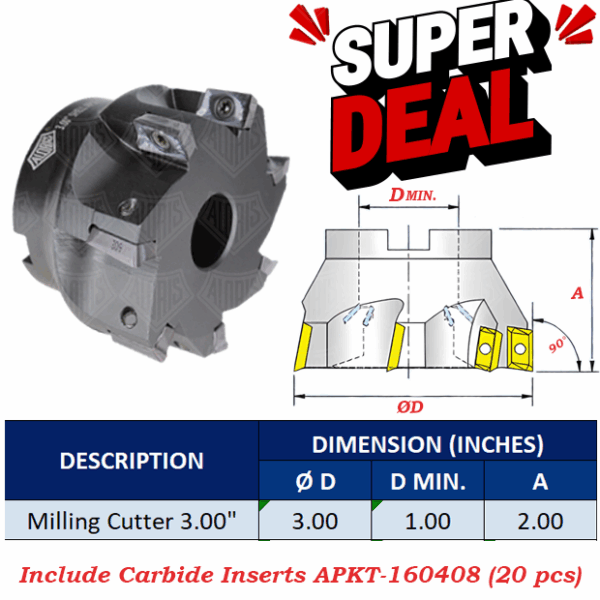 SET Milling Cutter SHELL-3.00"